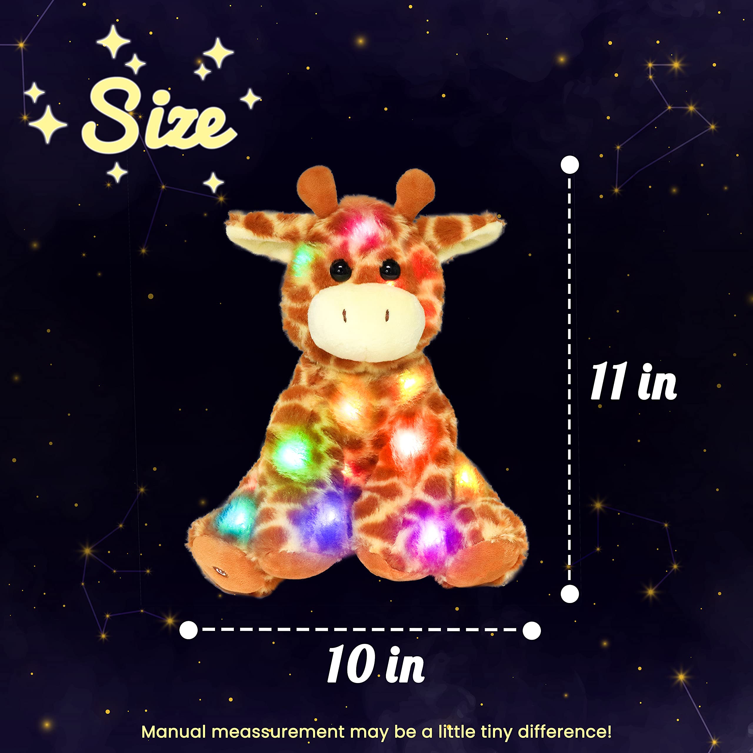 Hopearl soft fabric giraffe plush with glow feature for cuddles and night use.