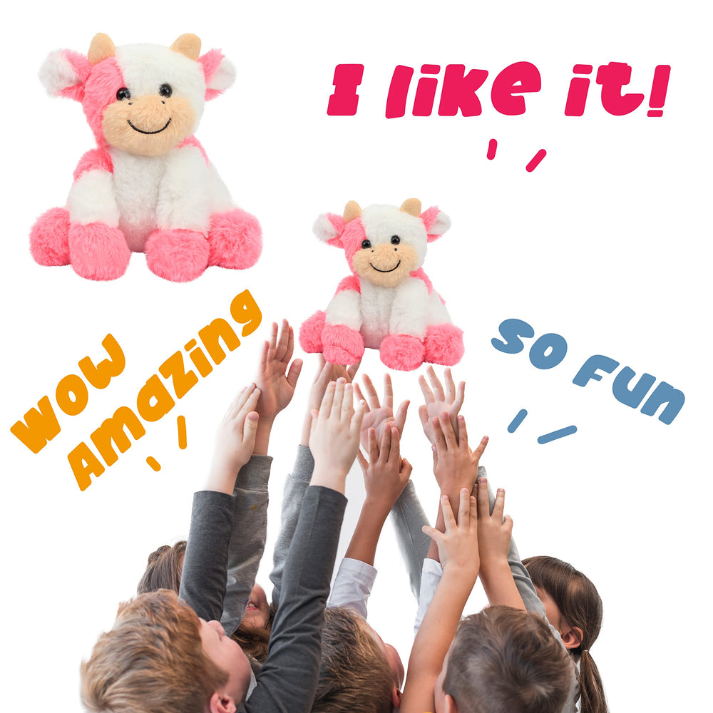 Hopearl kid-friendly plush cow with easy-care fabric stays soft with gentle washing.