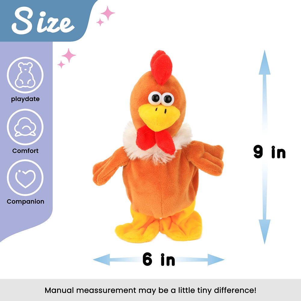 Hopearl Talking Chicken in motion, walking and singing to engage kids.