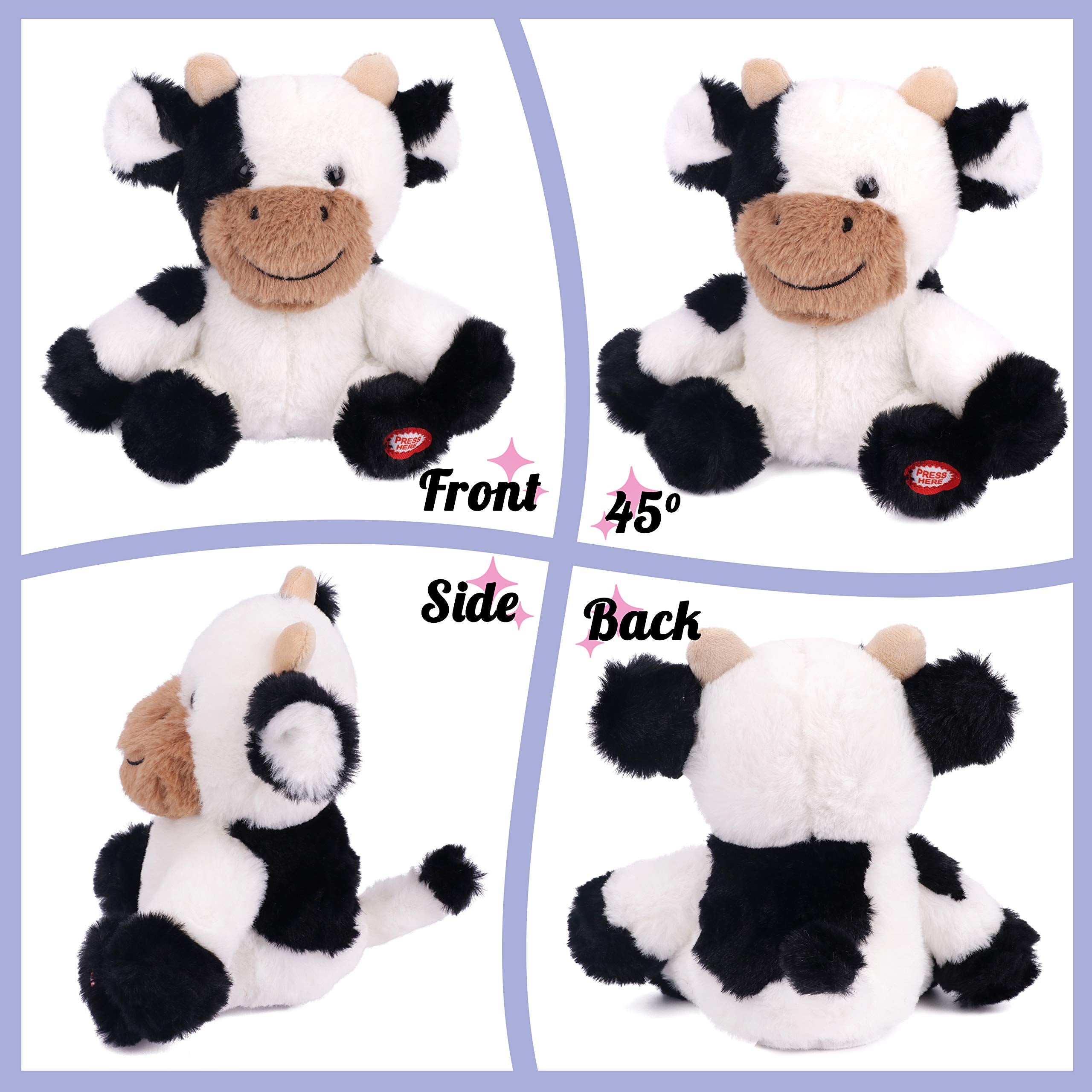 Hopearl Talking Cow 7-inch-size emphasizes compact, kid-friendly design for travel and at-home use.