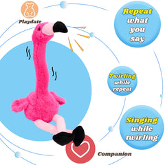 Hopearl Talking Flamingo 13-inch figure, ideal for portable play and cuddly companionship.