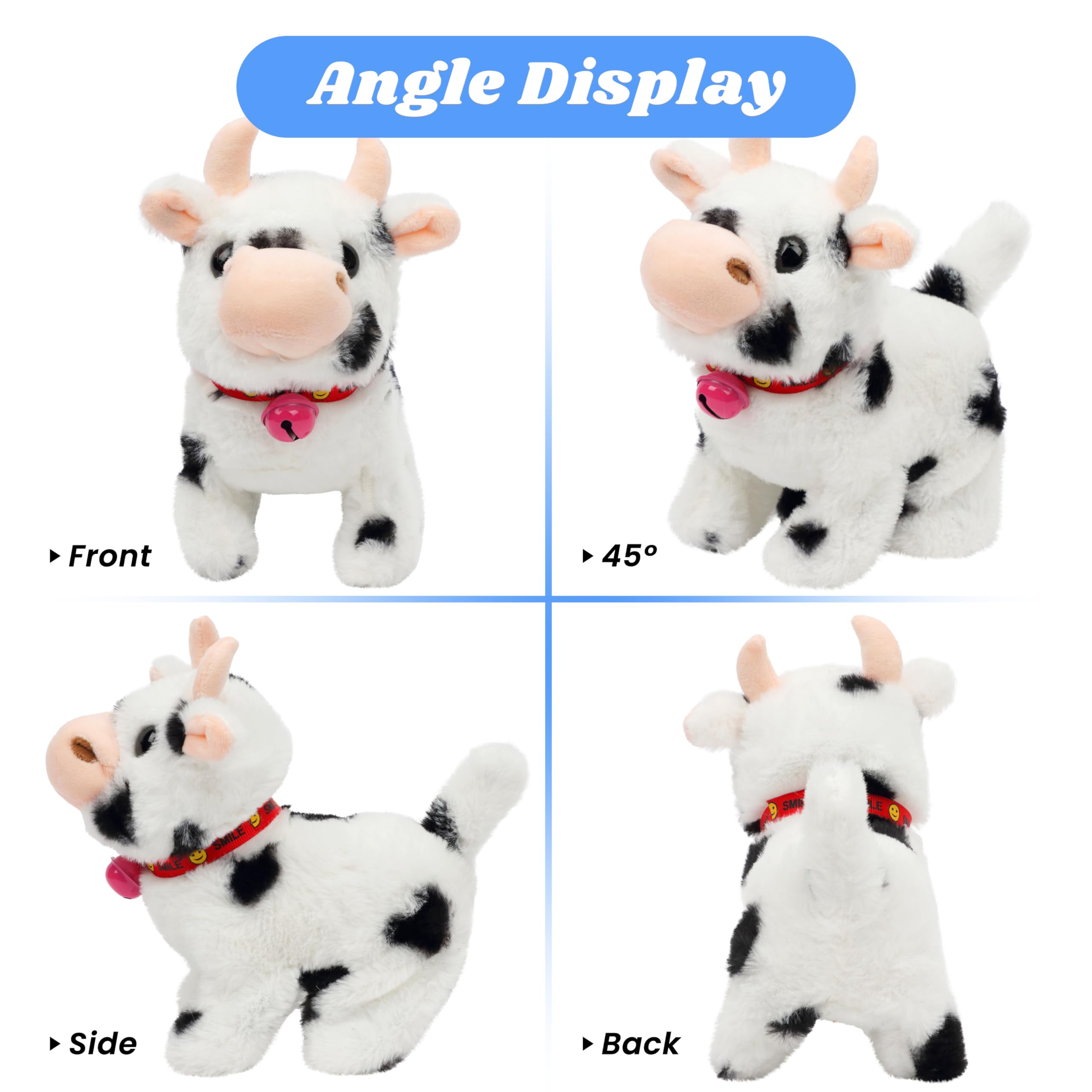 Hopearl Walking Cow emits moo sounds to enliven pretend farm stories