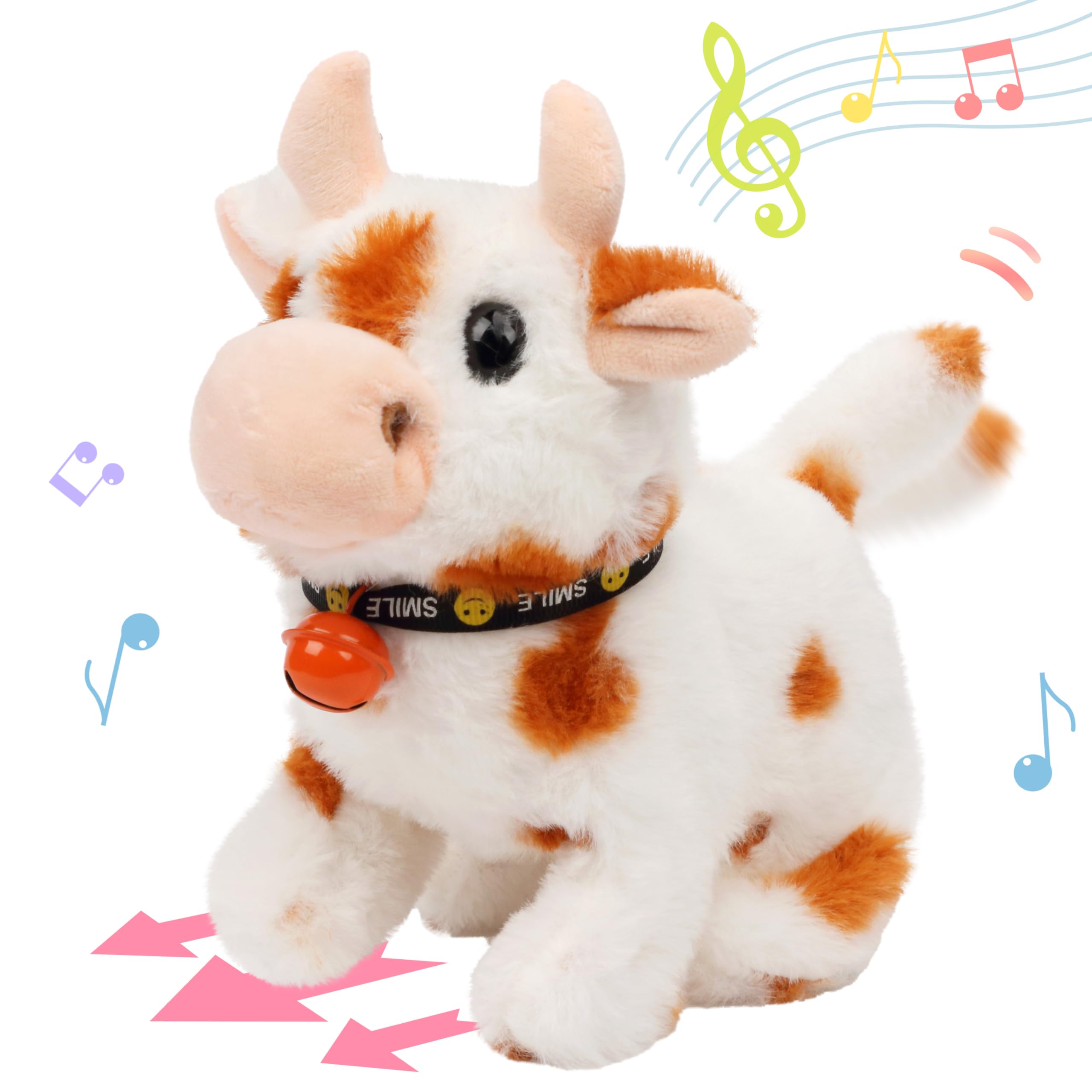 Hopearl walking cow toy front view encourages imaginative play and tactile exploration for toddlers.