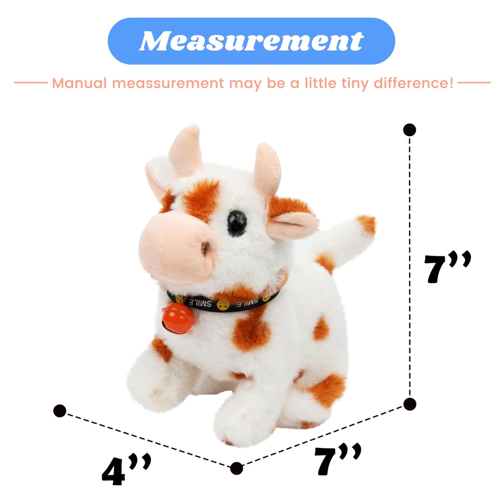 Hopearl walking cow toy side view shows lifelike movement for engaging pretend moments.