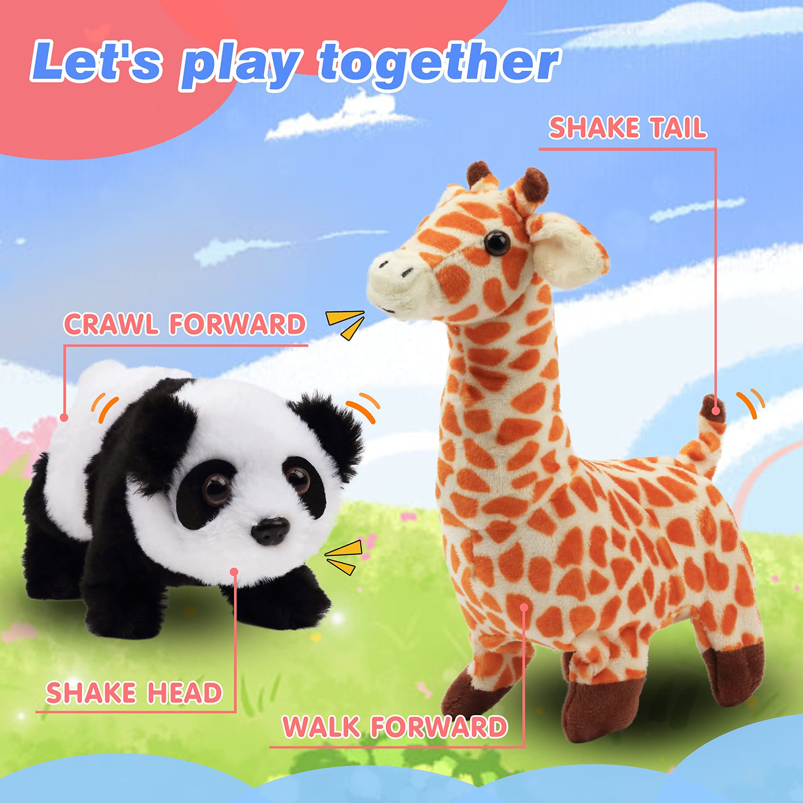 Hopearl Walking Giraffe toy, sound-and-movement view, engaging auditory cues during play.