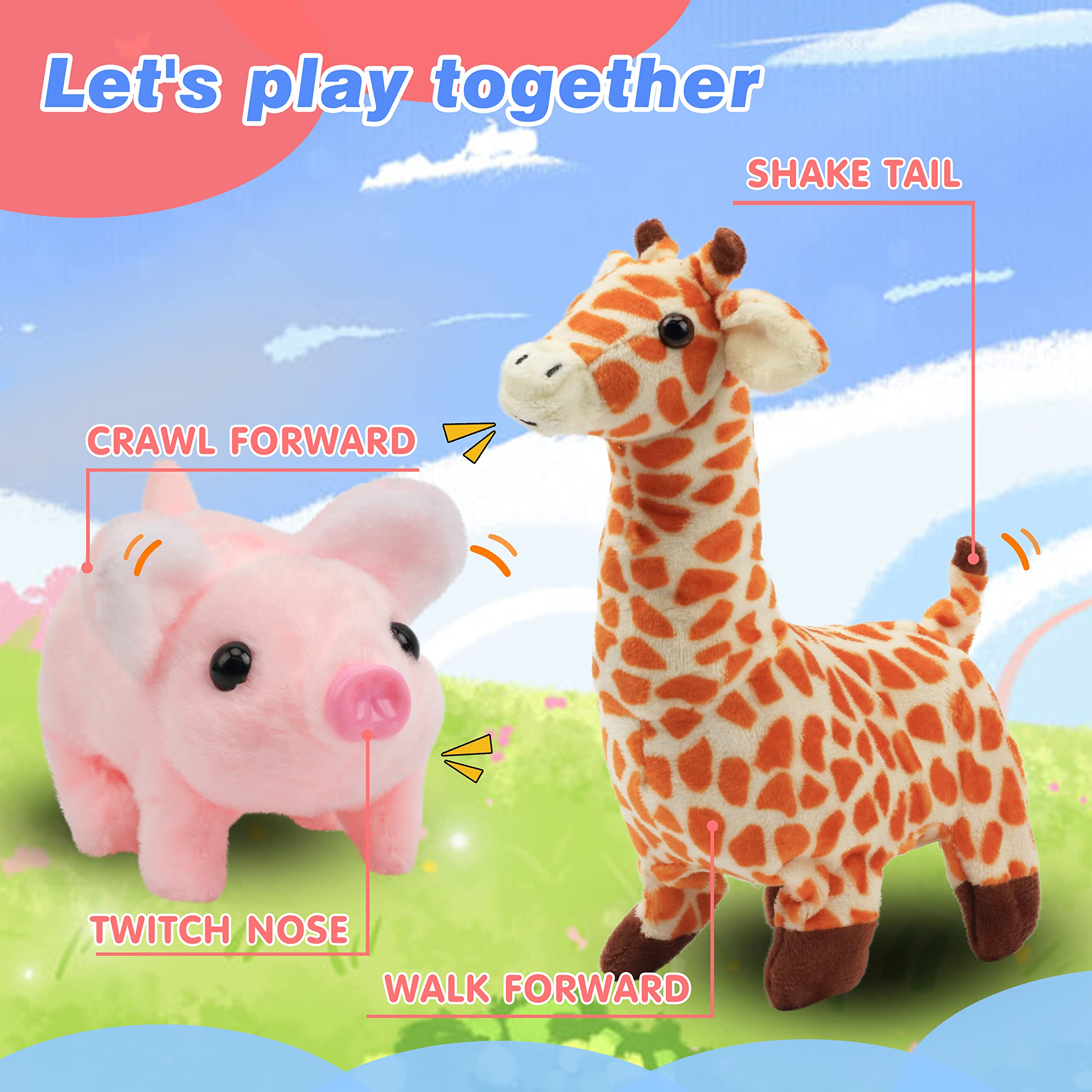 Hopearl Walking Piggy head shake mid-action conveys playful energy during pretend play.