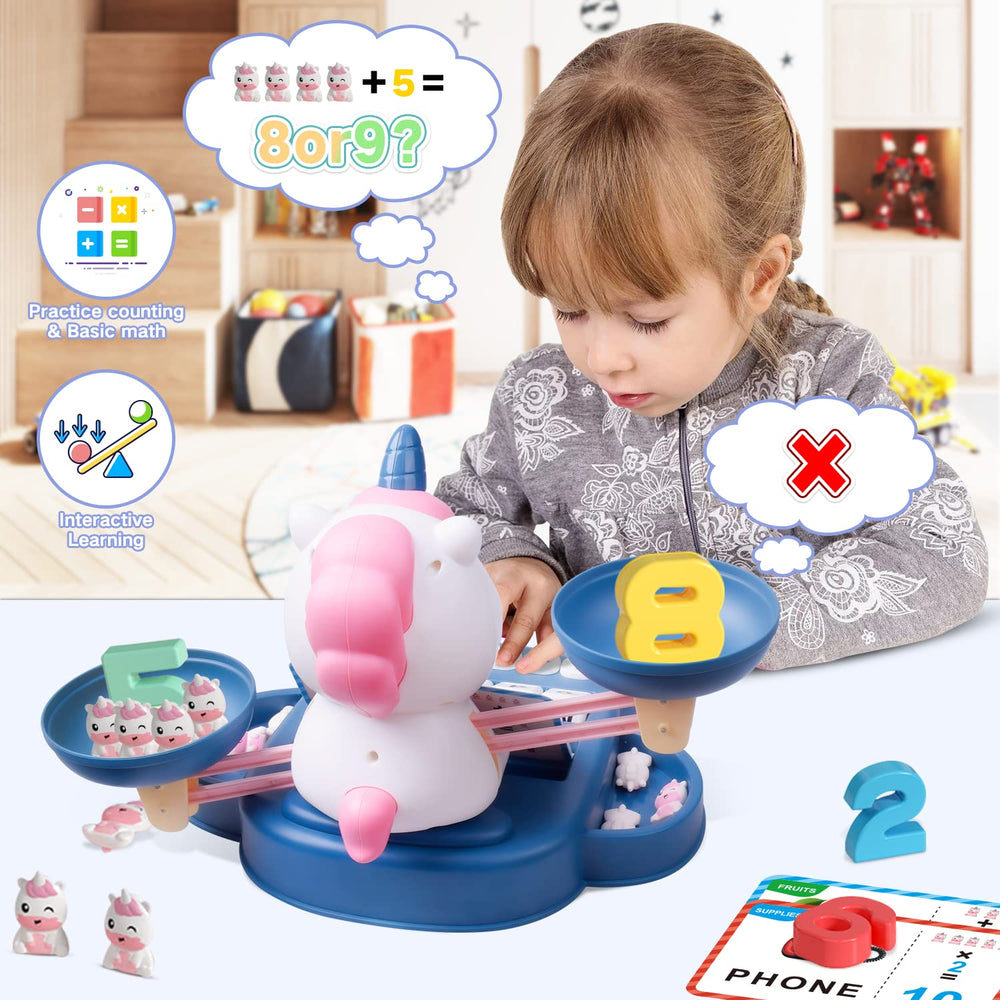 HOPEEYE Unicorn Weights-20 support tactile counting and basic comparisons in learning.