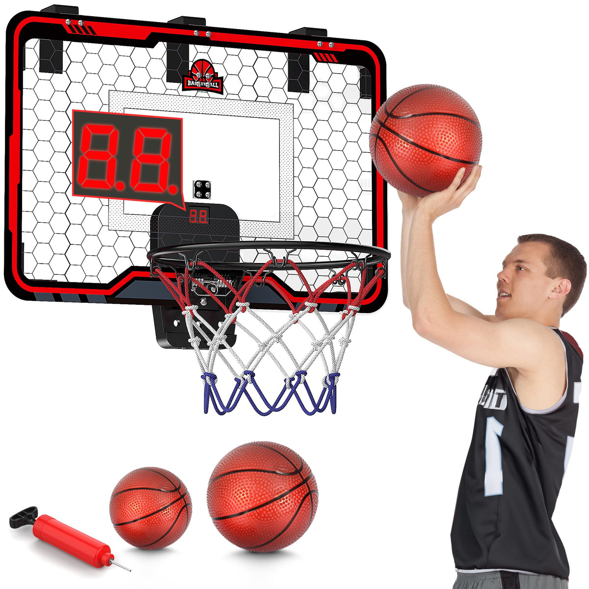 HopeRock indoor basketball hoop over door setup highlights quick, space-saving installation.
