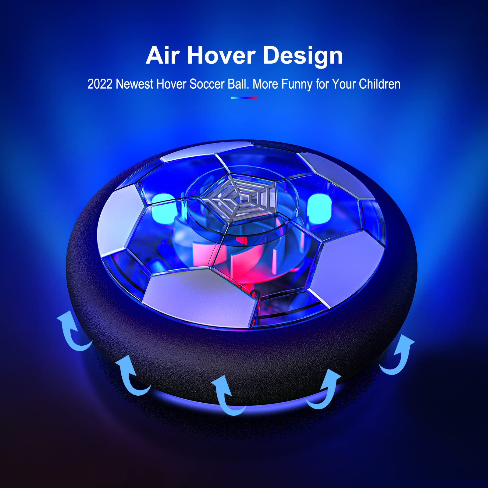 HopeRock LED hover ball illuminating indoor play and night backyard fun.