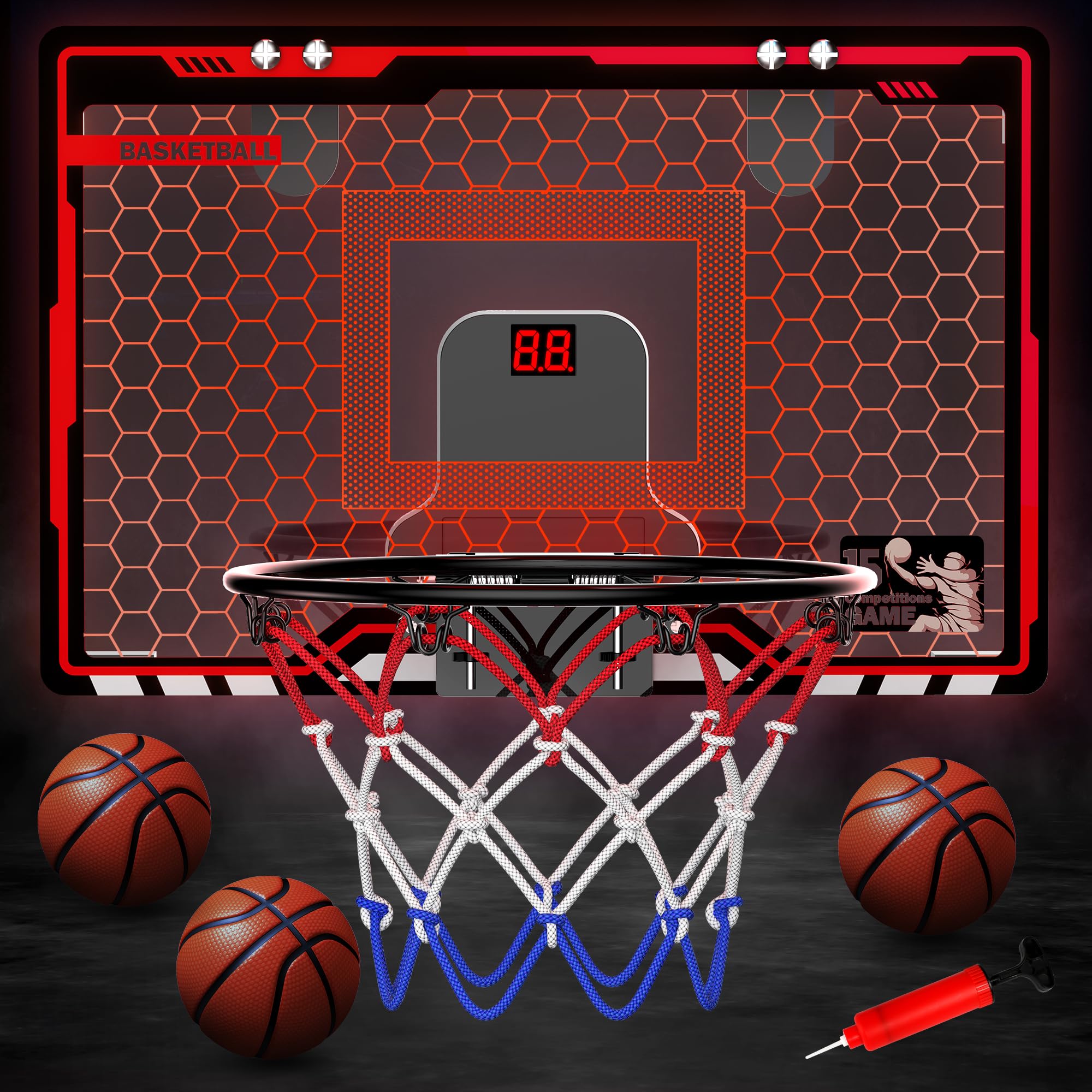 HopeRock over-the-door hoop securely mounted for space-saving play.