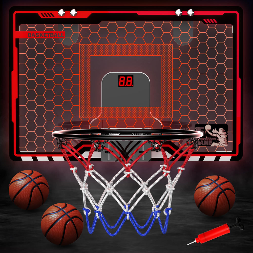 HopeRock over-the-door hoop securely mounted for space-saving play.