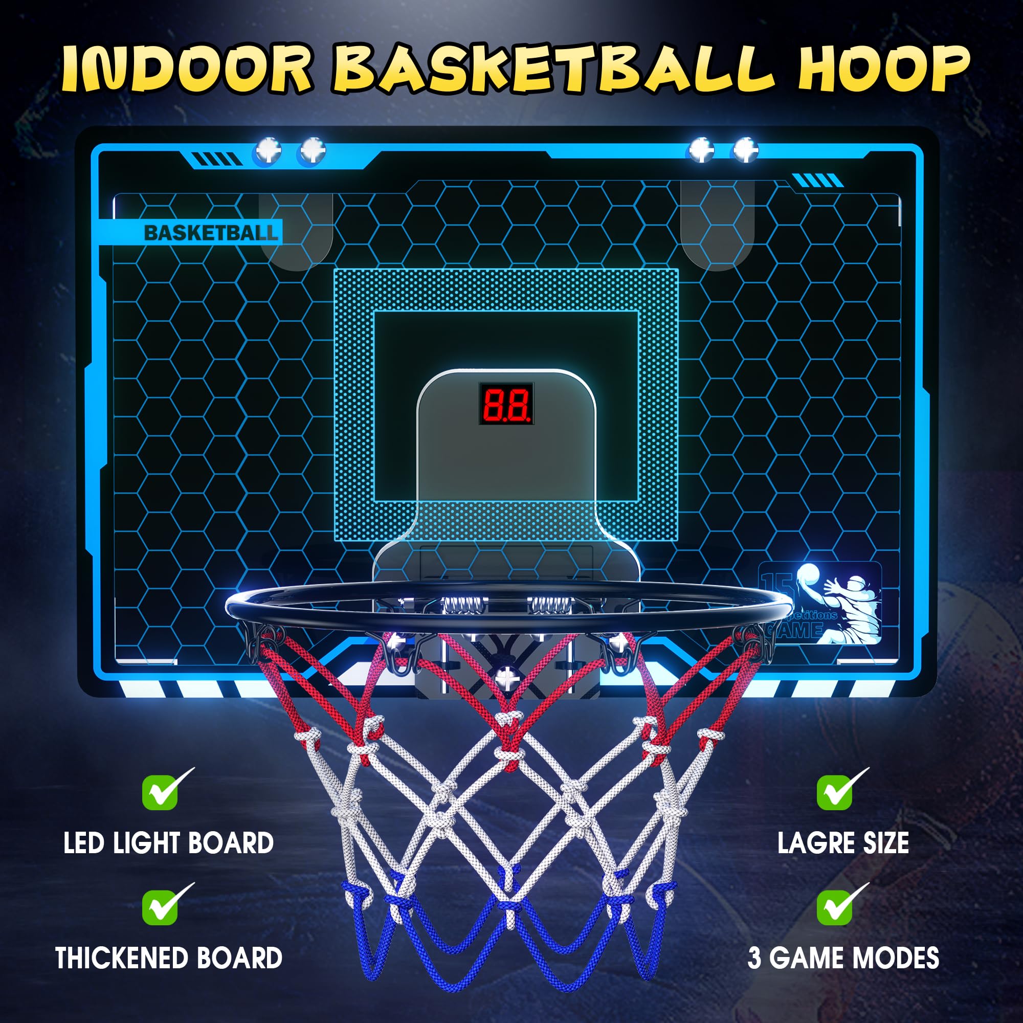 HopeRock thick backboard padding reduces noise and protects doors during use.