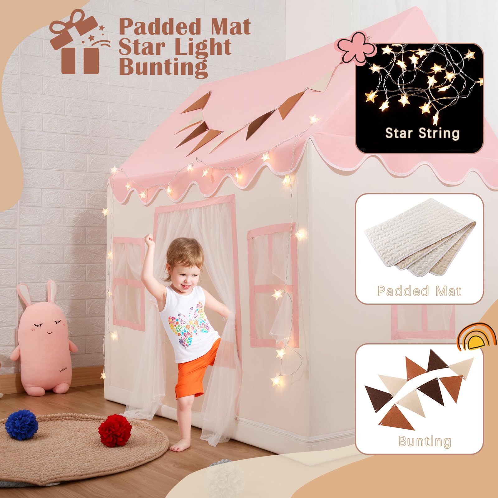 Hopeseily play tent spacious interior for 2-3 kids and parent supervision