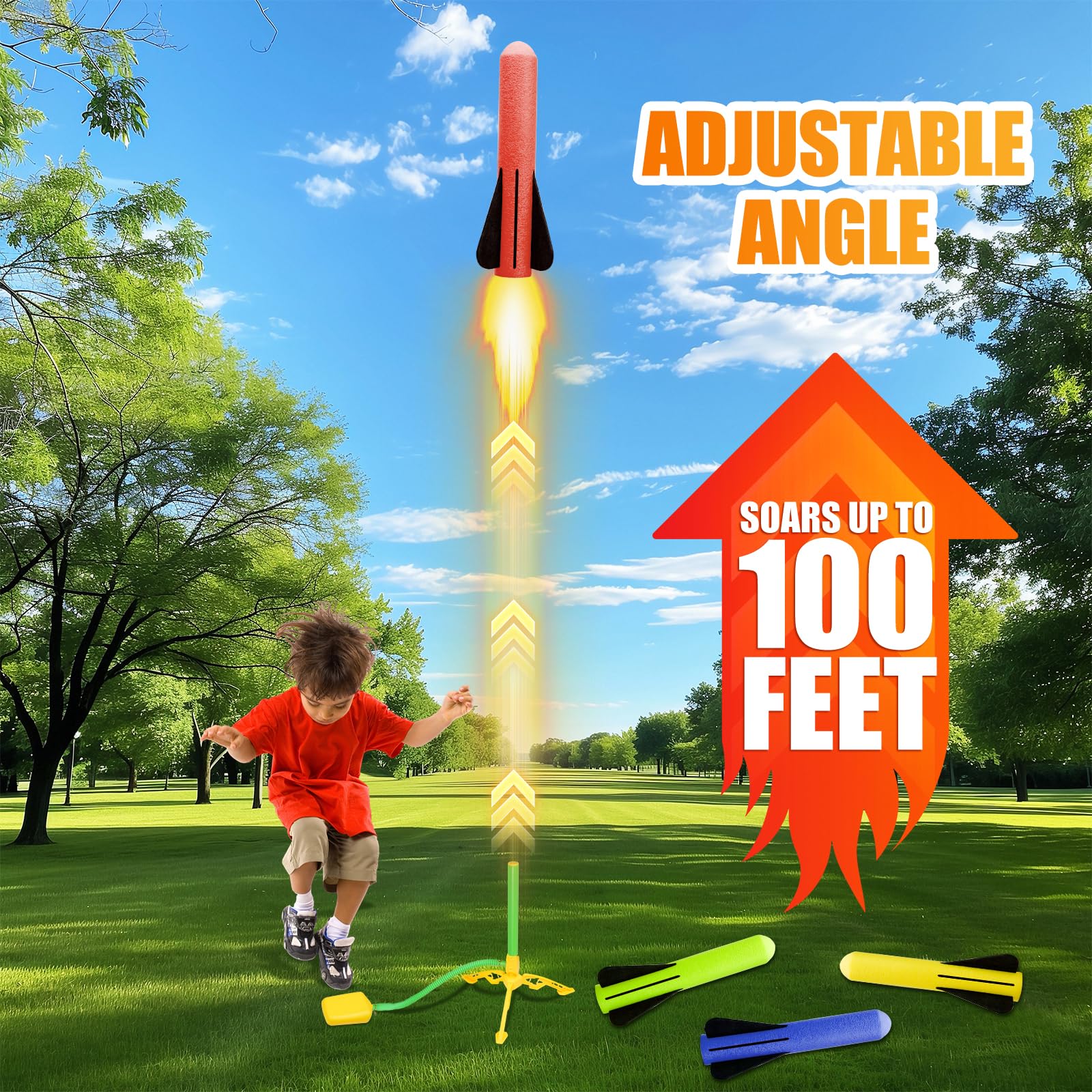 Hopture Rocket Launcher durable plastic and foam ensure safe outdoor play.