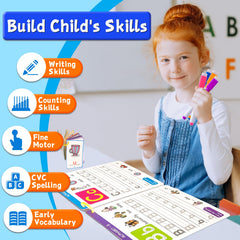 HOQEEWIPE dry erase markers set enabling reusable tracing and independent practice.