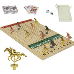 HOROW deluxe horse racing board on sturdy wood for family play.