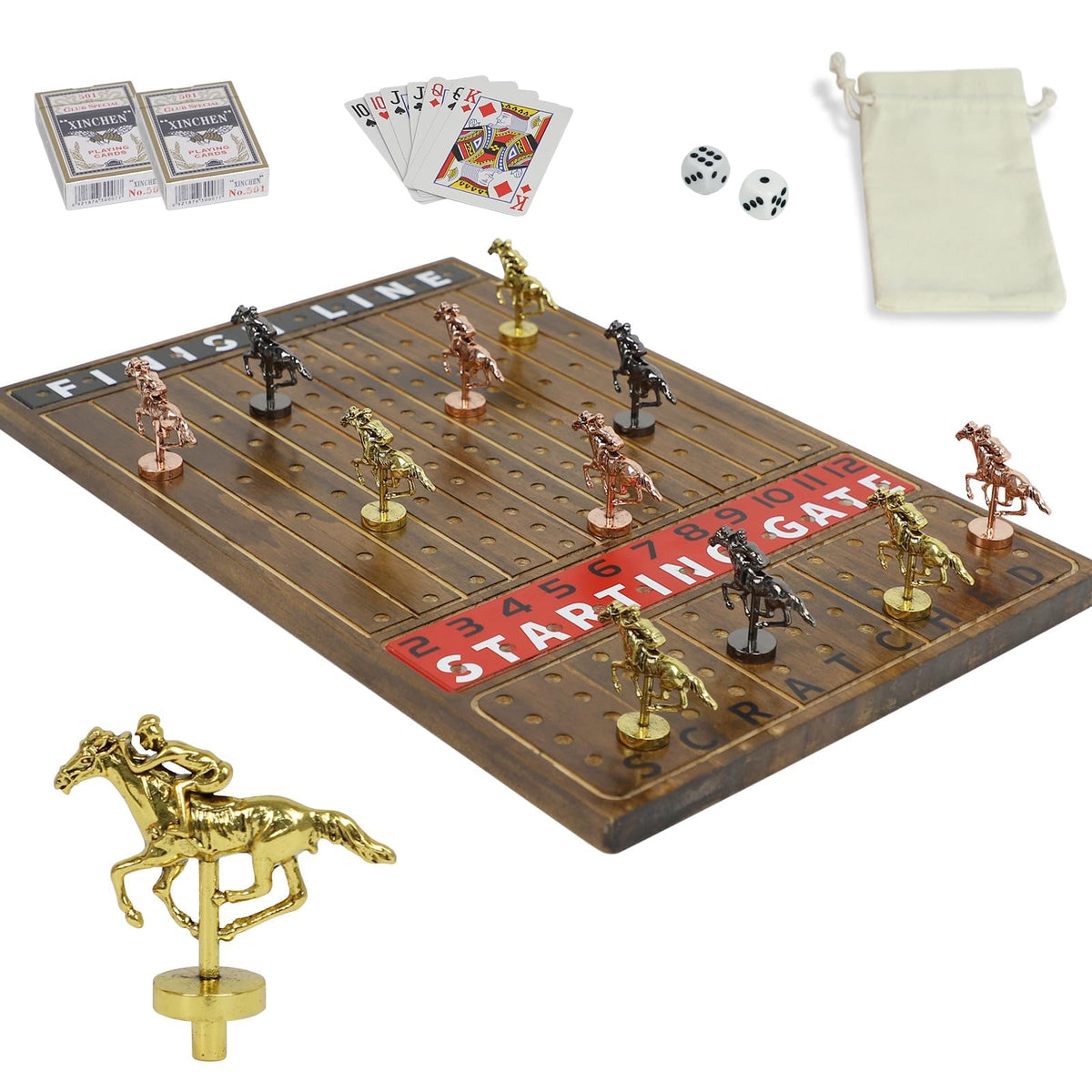 HOROW horse racing board top view showing durable wooden surface and layout