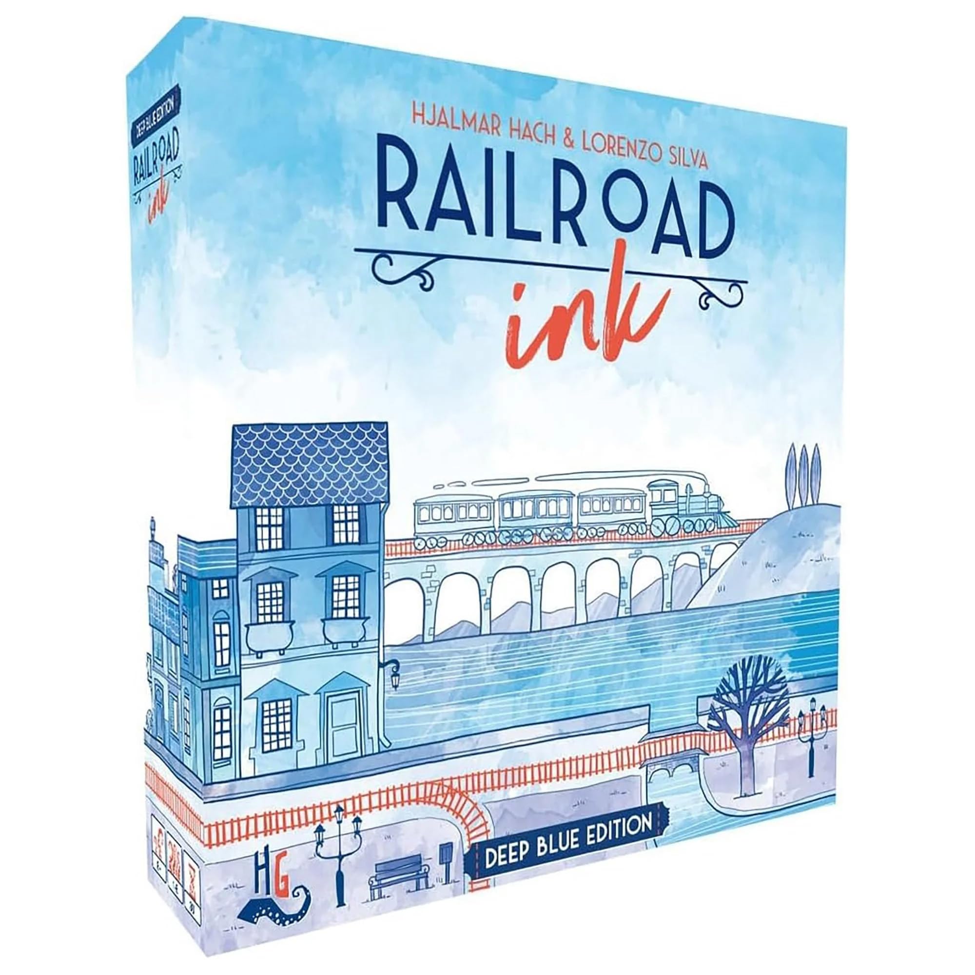 Horrible Guild Railroad Ink Deep Blue Edition dice for rolling routes and planning connections
