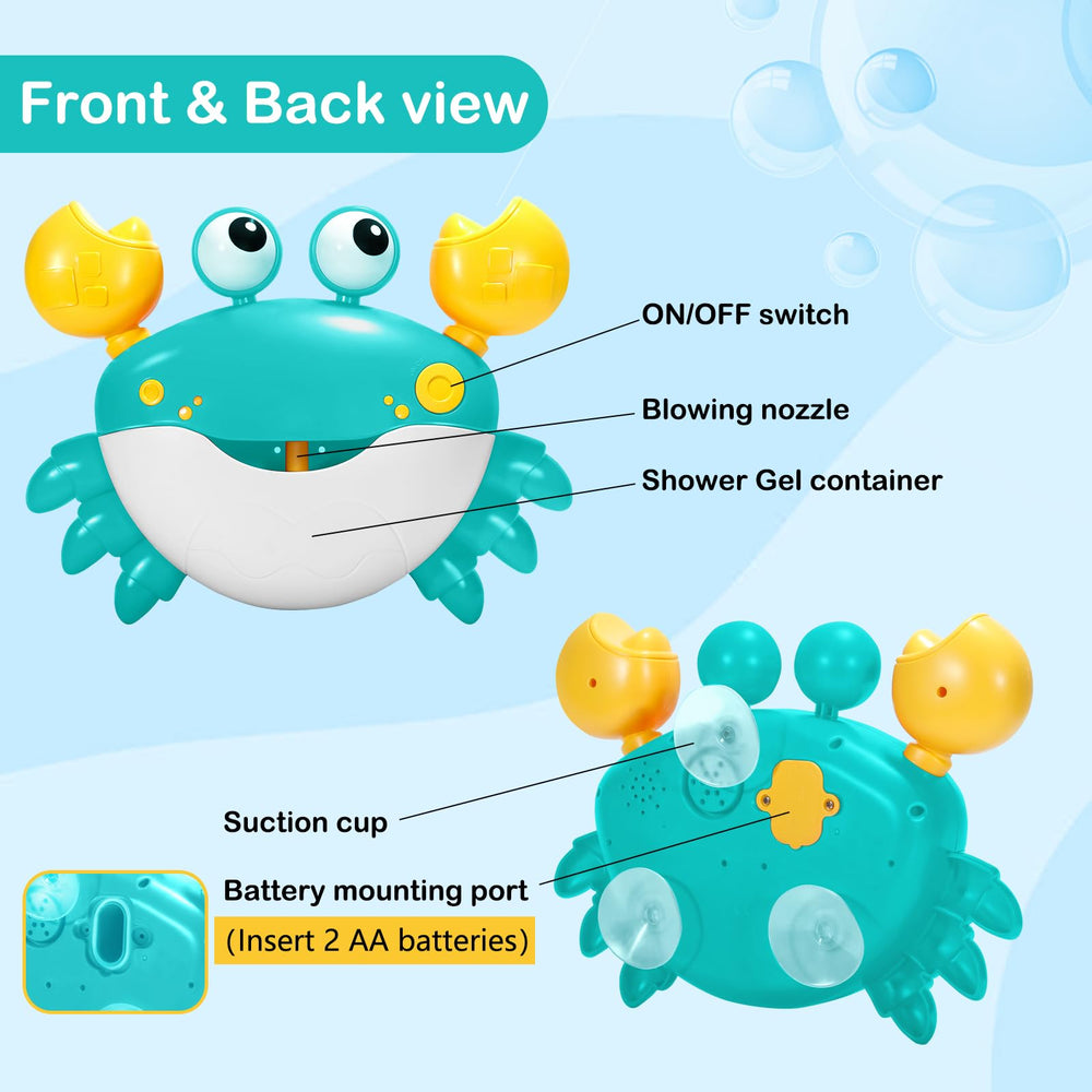 HOSBENI crab bath toy with suction cups stays securely on tub walls