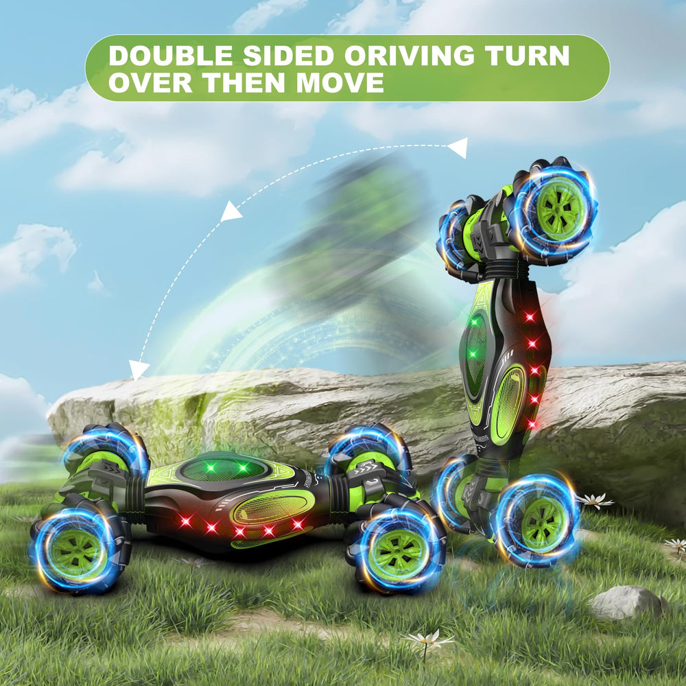 HOSHIPLAY 1:12 gesture-sensing RC stunt car LED-lights in action.