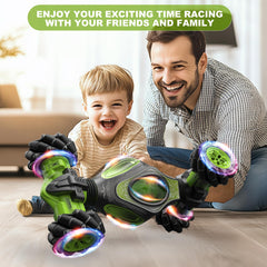 HOSHIPLAY 1:12 gesture-sensing RC stunt car remote control in action for fast maneuvers.