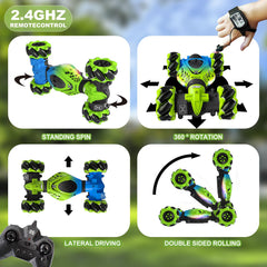 HOSHIPLAY Gesture RC Car LED lights glow during night play for immersive racing.