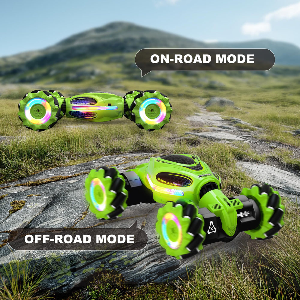 hoshiplay Gesture RC Car side drift shows high-speed drifting on varied surfaces.