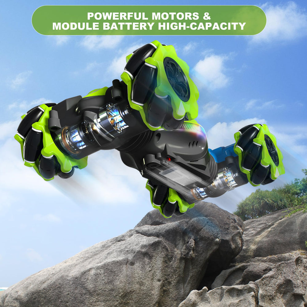 HOSHIPLAY Gesture RC Car top view highlighting transforming modes for action.