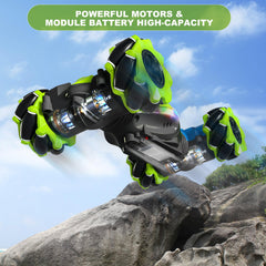 HOSHIPLAY Gesture RC Car top view highlighting transforming modes for action.