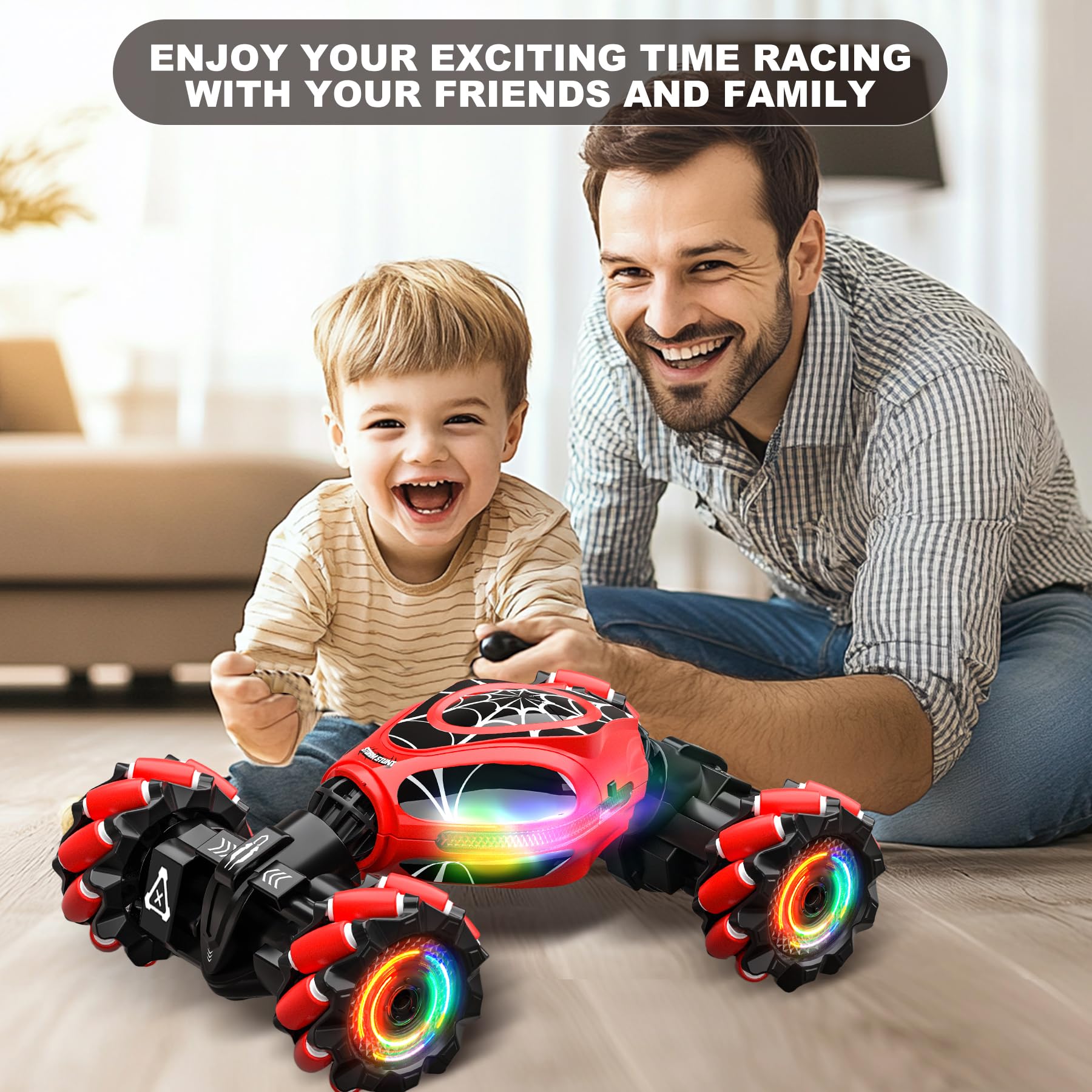 HOSHIPLAY RC car features LED lights and music for arcade-style vibes