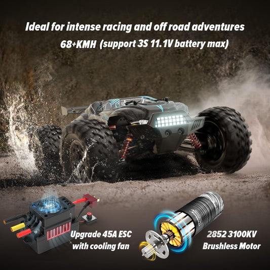 Hosim 1/10 off road RC car side profile showing rugged chassis and traction