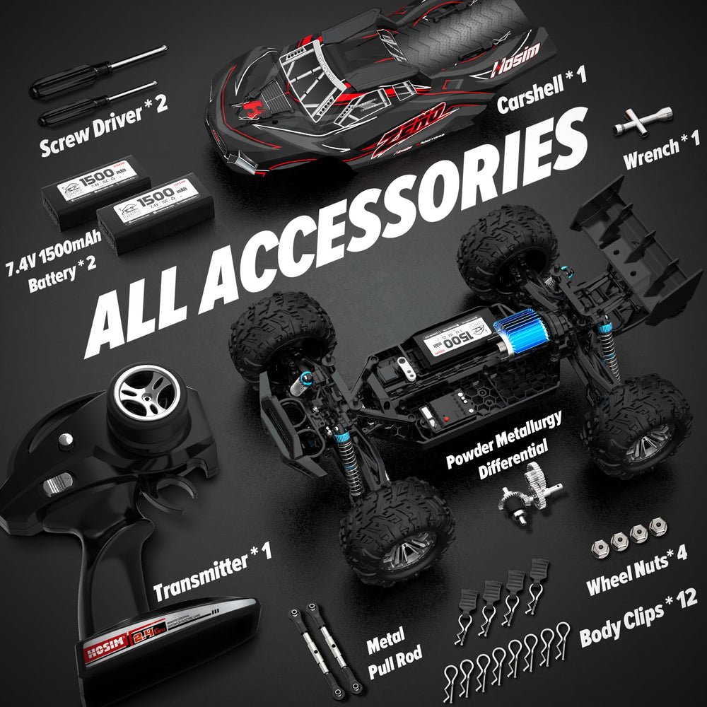 Hosim 1/10 RC car all-terrain tires deliver strong grip across surfaces.