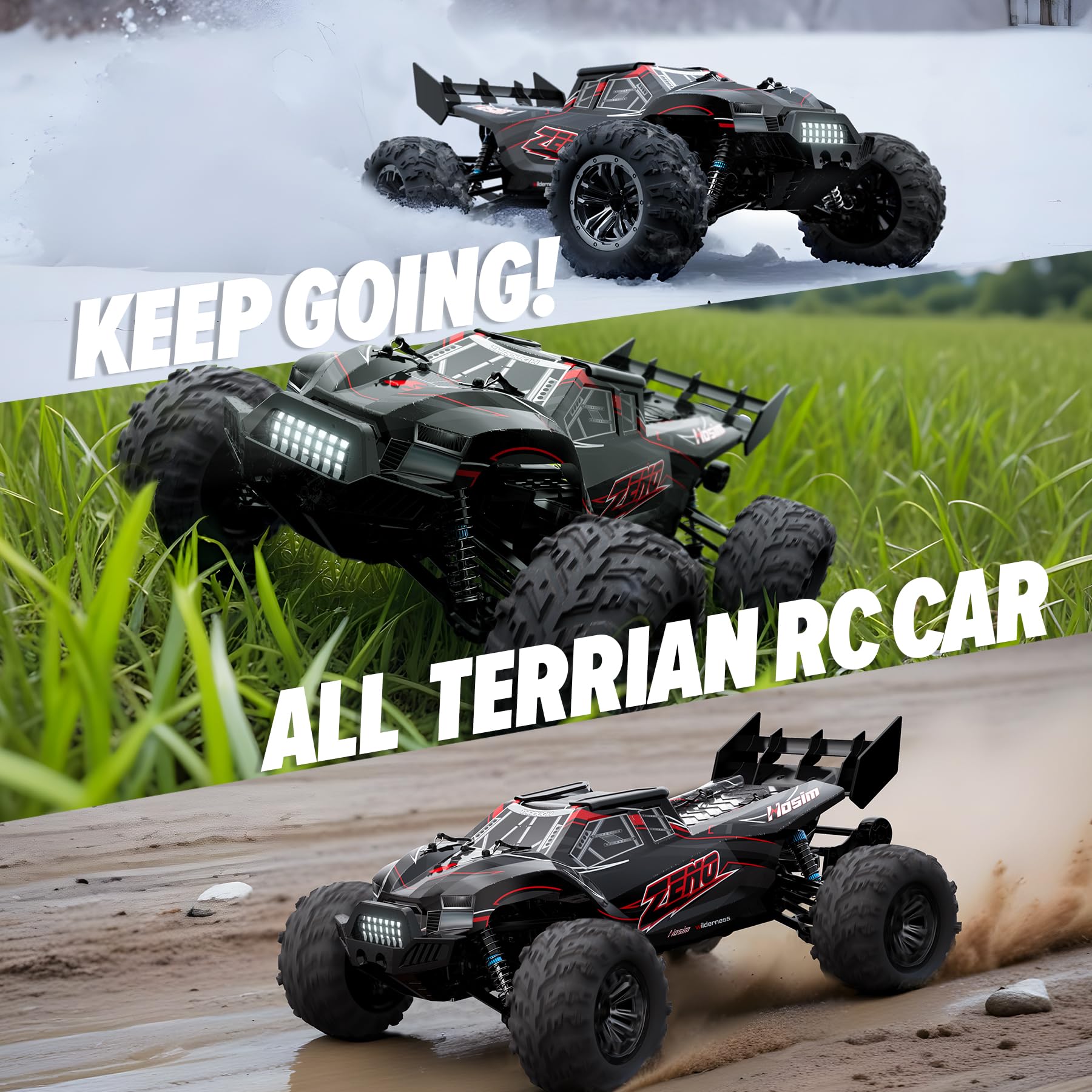 Hosim 1/10 RC car LED lights boost night visibility on tracks.