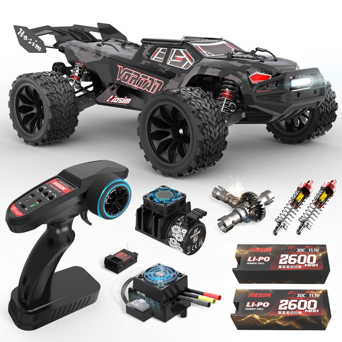 Hosim Mini 1/8 RC Truck in action shows high-speed off-road dynamics