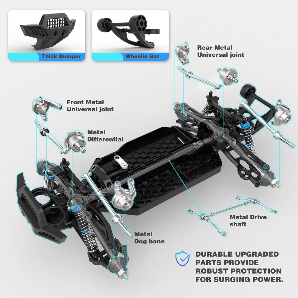 Hosim RC truck aluminum shocks deliver smooth handling on rough surfaces