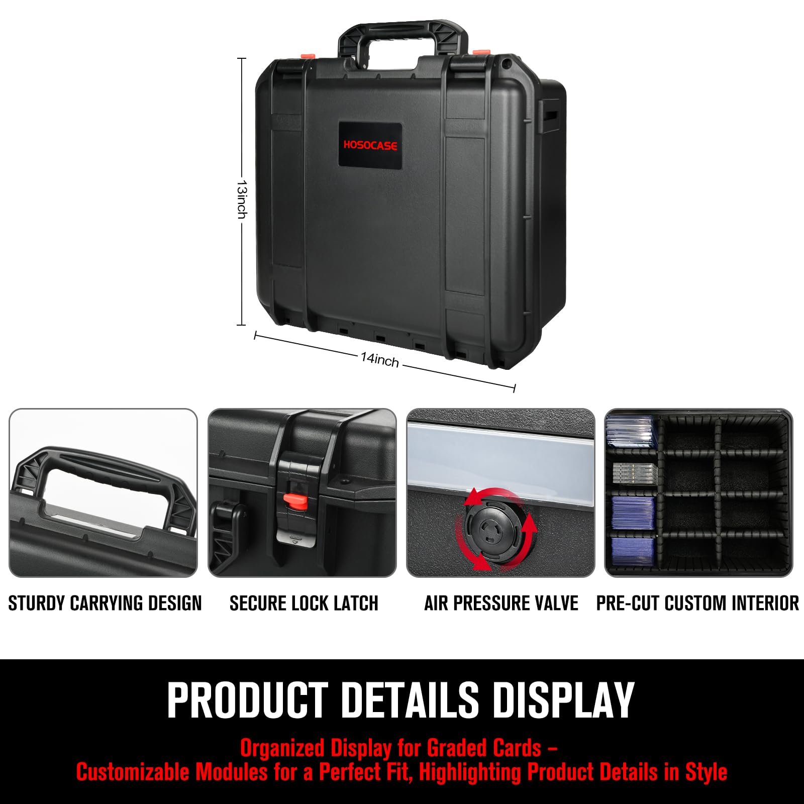 HOSOCASE IP67 waterproof rating shields display case from water and debris