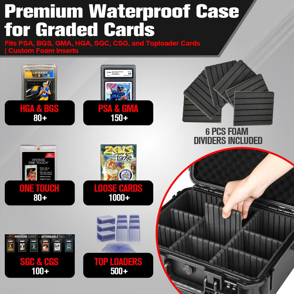 Hosocase sports card storage box with six dividers enables flexible sorting of cards.