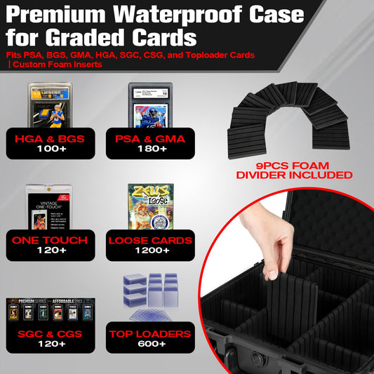 HOSOCASE waterproof hard case protects PSA slabs from rain and dust