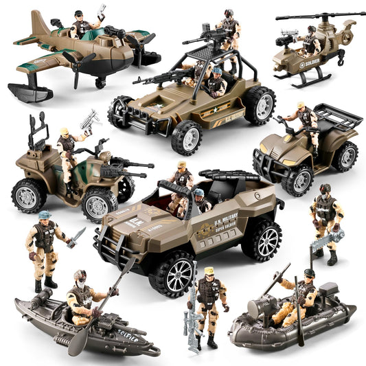Hospony 56-in-1 army toy truck for imaginative battlefield play and motor skills.