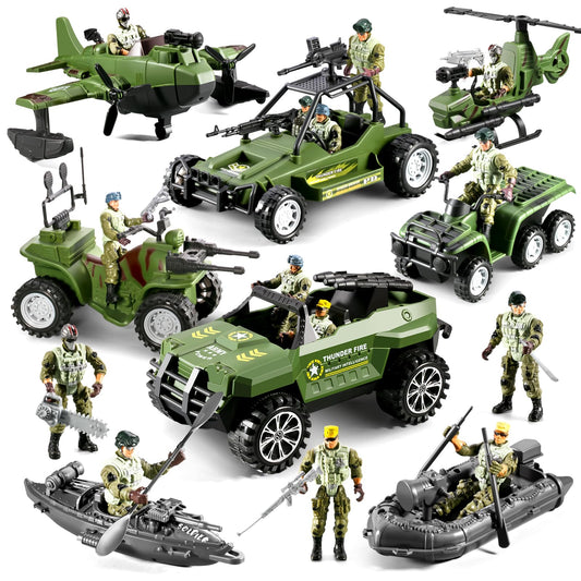 HOSPONY 58-in-1 army toys truck for durable, imaginative battlefield play.