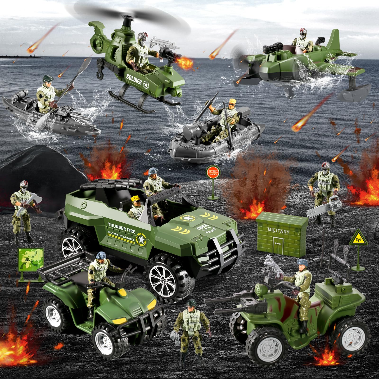 HOSPONY 78-in-1 army motorcycle adds fast-paced chase scenes to playtime.