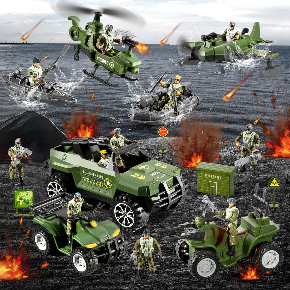 HOSPONY 78-in-1 army motorcycle adds fast-paced chase scenes to playtime.