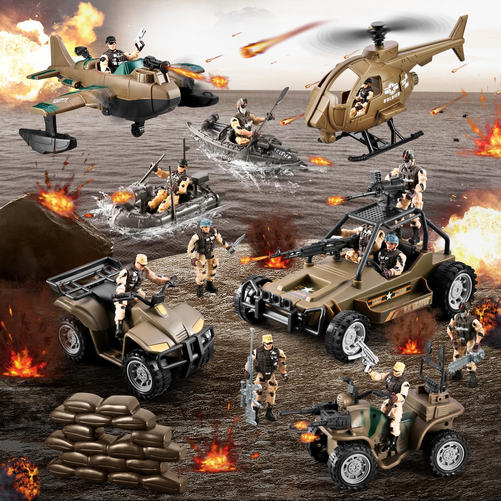 HOSPONY 78-in-1 Army Men figures with realistic camo and pose options.