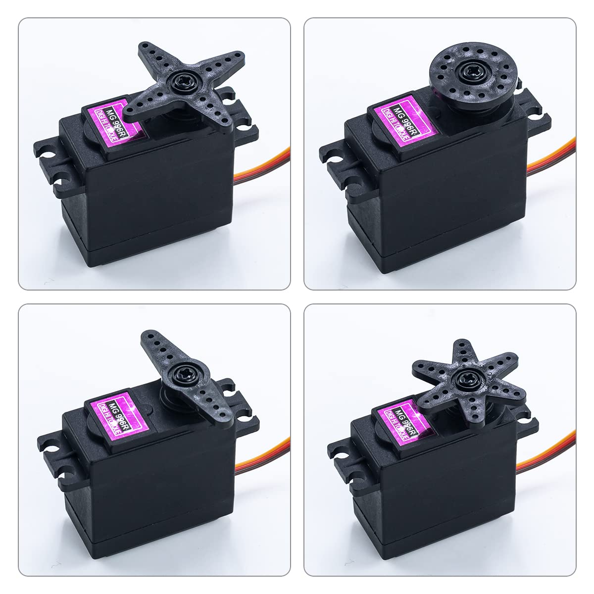 Hosyond MG996R compatible with Futaba, Hitec, Sanwa, and other popular receivers.