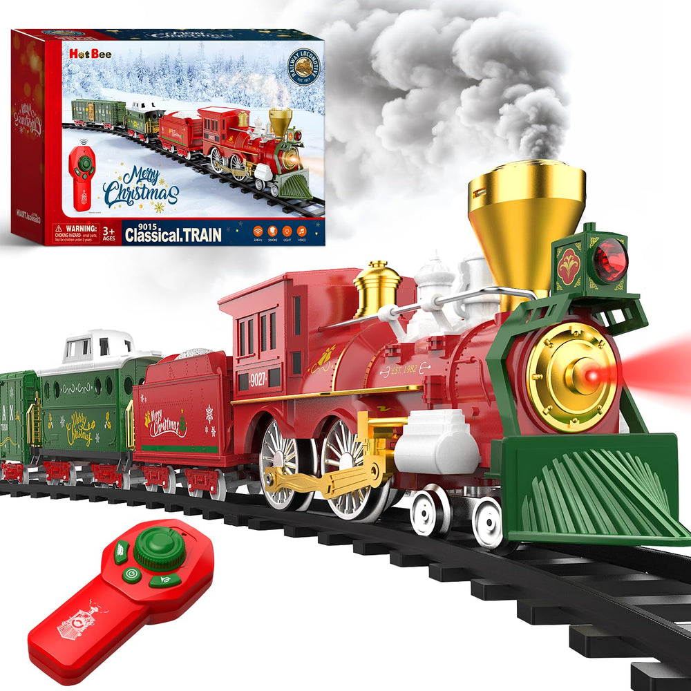 Hot Bee Christmas train remote-control locomotive for dynamic tree-side play.