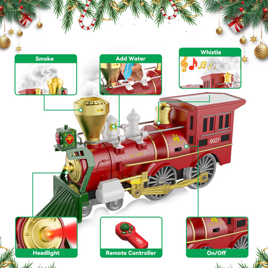 Hot Bee train with smoke and lights for immersive festive scene.