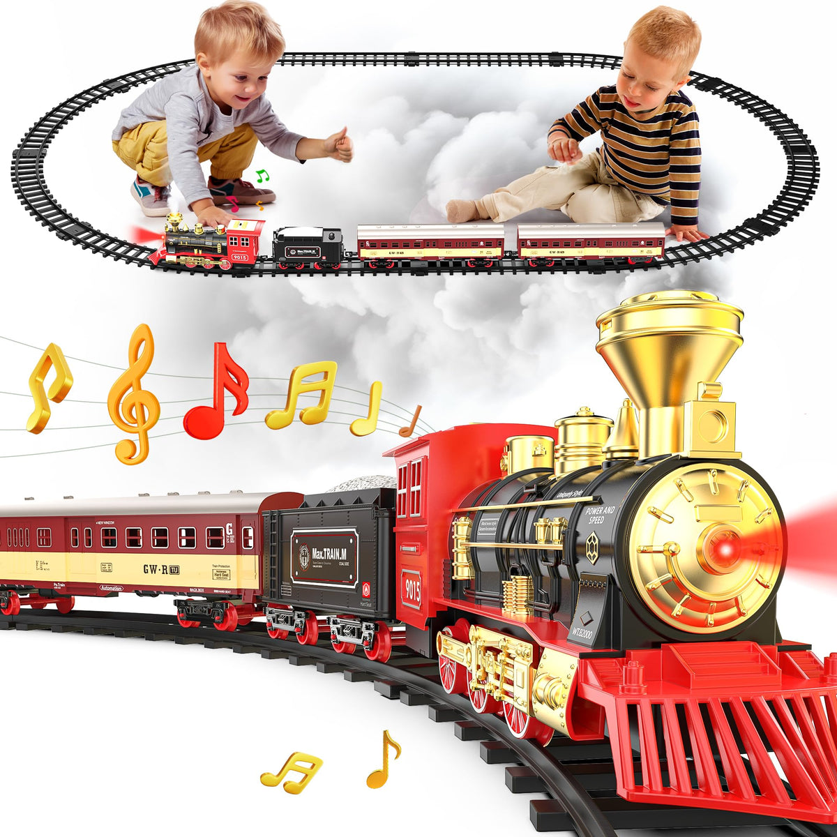 Hot Bee Christmas Train Set locomotive with lights for festive playtime