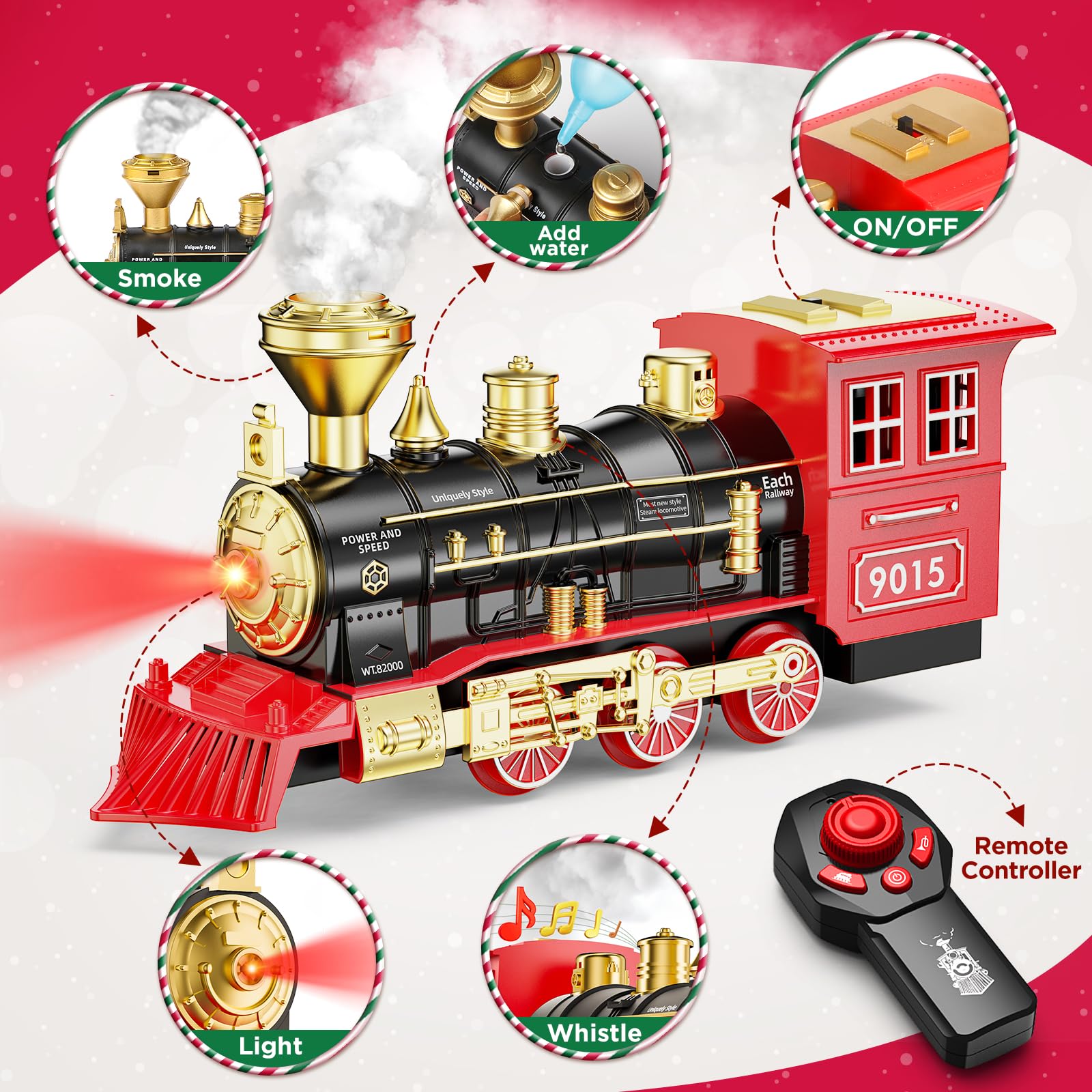 Hot Bee train locomotive headlight detail for realistic night-time play.