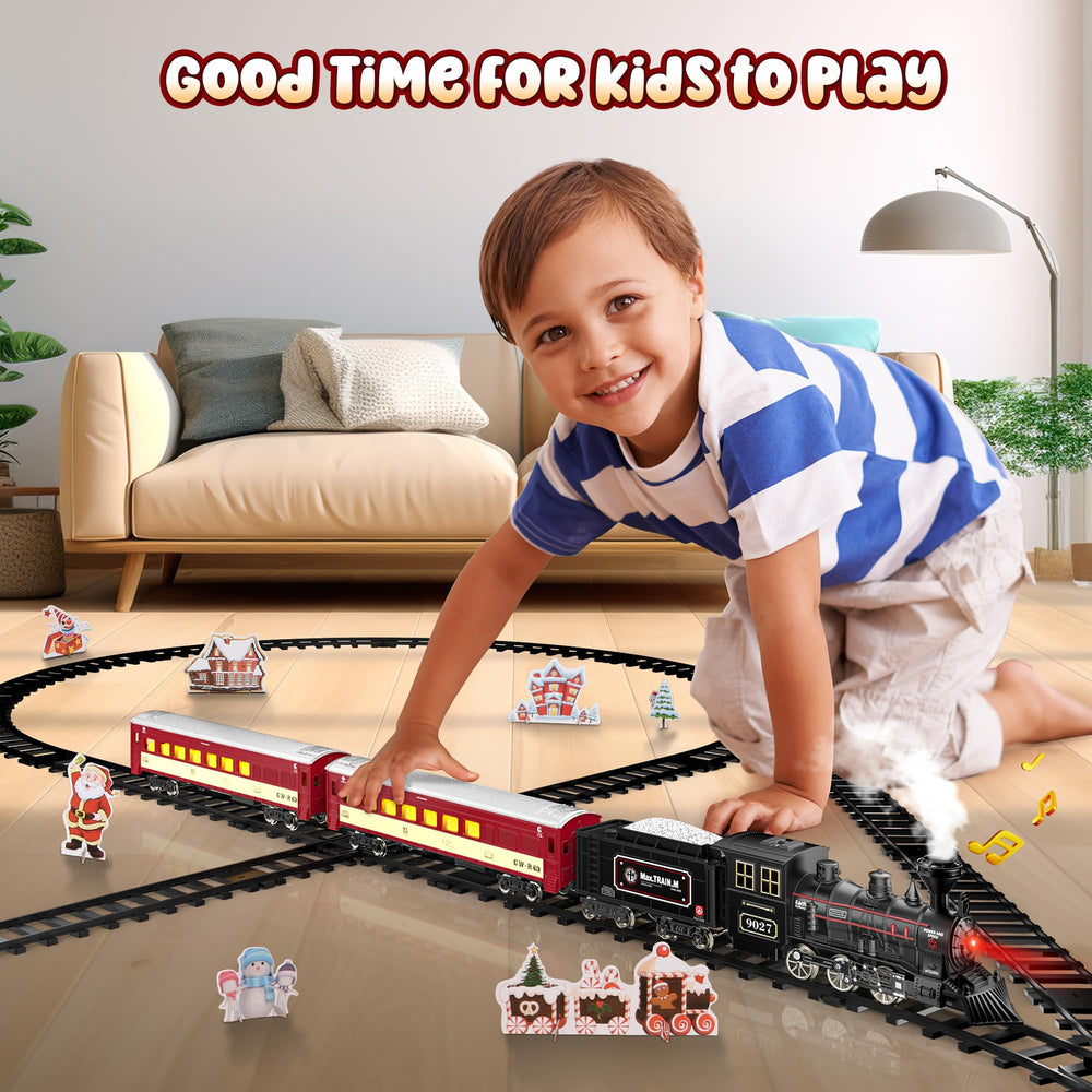 Hot Bee Train Set durable alloy chassis shown on varied track layouts