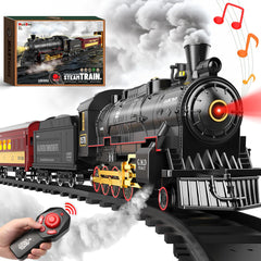 Hot Bee steam locomotive with smoke and lights for authentic train play